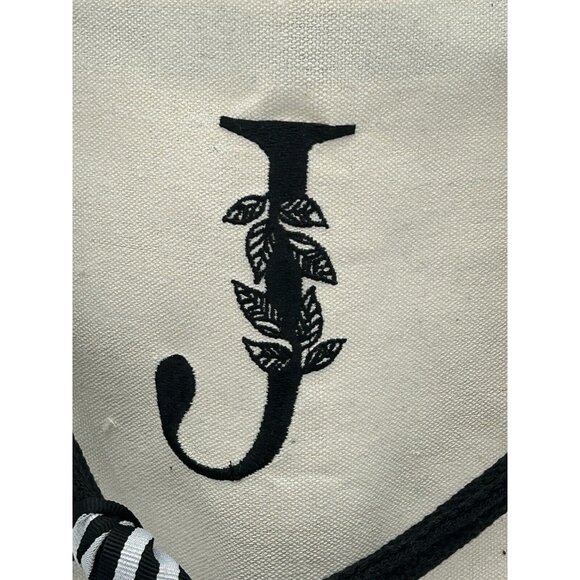 J Monogramed Embroidery Monogram Tote Bags, Canvas Initial Tote Bag Beach - Picture 2 of 10